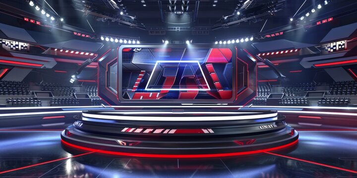 Futuristic Studio with Red and Blue Lighting