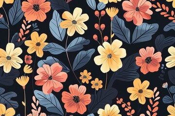 seamless pattern flat illustration style, seamless floral pattern