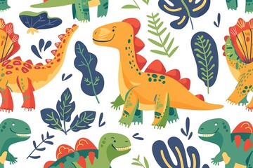 Obraz premium seamless pattern flat illustration style, seamless pattern with dinos