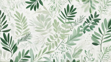 Abstract Light Green Nature Plants and Flower Background. Luxury Nature Background. Floral pattern.