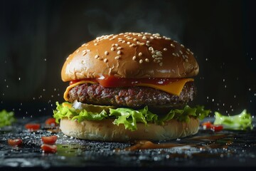 Front View Burger Photography Realistic 