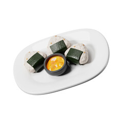 3D Illustration Onigiri Japanese Food  