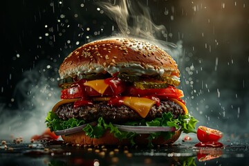 Front View Burger Realistic Photo