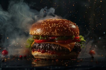 Front View Burger Realistic Photo