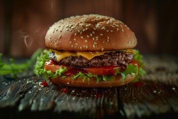 Front View Burger Realistic Photo