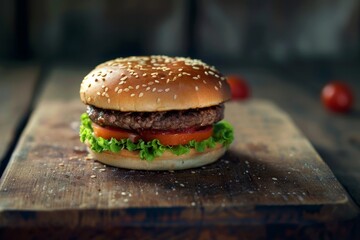 Front View Burger Realistic Photo