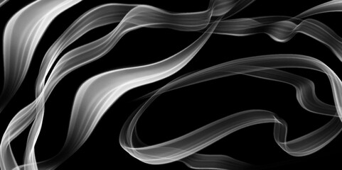 Obraz premium White smoke collection on isolated black background. abstract line Isolated on black background. abstract smoke on black background. fire design. darkness concept.