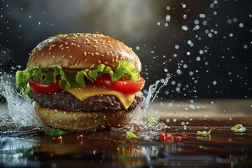 Front View Burger Realistic Photo