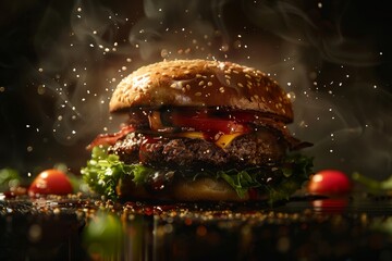 Front View Burger Realistic Photo
