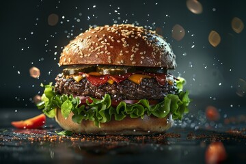 Front View Burger Realistic Photo