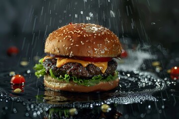 Front View Burger Realistic Photo