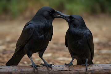 Fototapeta premium A conversation between two crows discussing human behavior they've observed ai_generated