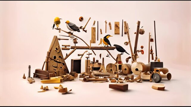 set of tools with birds