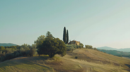 Italian Tuscany countryside field