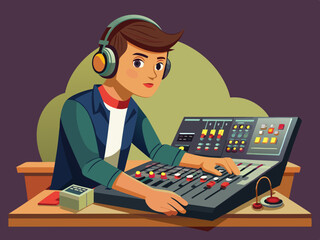 A sound engineer at a mixing console