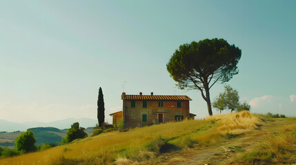 Italian Tuscany countryside field