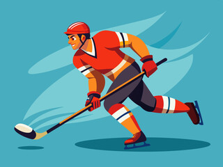 Fototapeta premium A hockey player shooting the puck