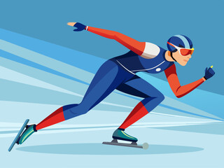 Fototapeta premium A speed skater racing on the ice