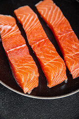 raw salmon fillet red fish seafood meal food snack on the table copy space food background