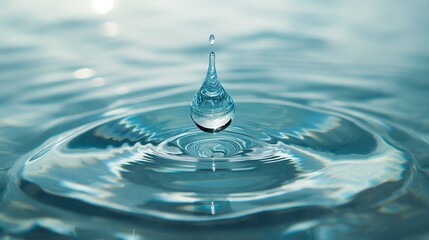 Pristine water drop on water, Clean Water Drop, World Water Day Concept, Every Drop Matters.