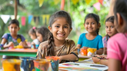 Fototapeta premium Child draws with watercolor paints