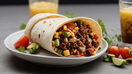 Traditional Mexican Food - Burrito, on a table