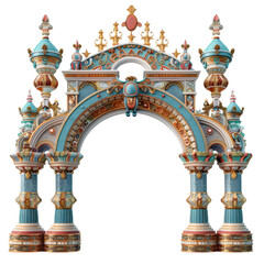 Ornate Amusement Park Entrance Gate, isolated on white background, transparent background
