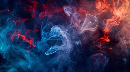 Fototapeta premium Abstract forms on dark colours and mixture of red and blue smoke very detailed and realistic shape