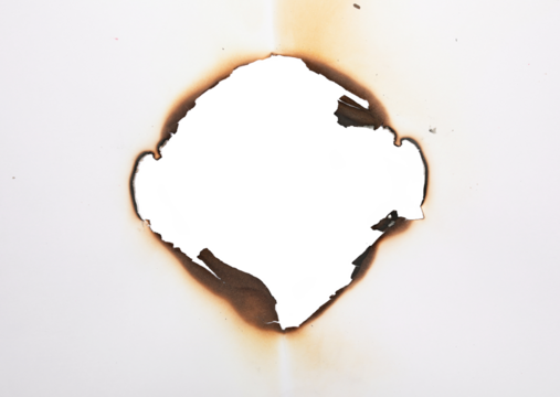 Burnt hole of paper, texture and background, clipping path	