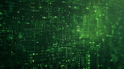 Retro Green Monochrome: A Pixel Sorting Glitch in Abstract Tech Display