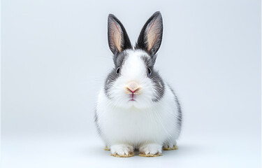 white rabbit on white background