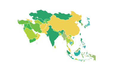 Obraz premium Asia map isolated modern colorful style. for website layouts, background, education, precise, customizable, Travel worldwide, map silhouette backdrop, earth geography, political, reports. 