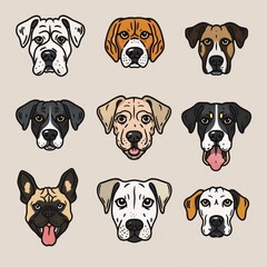 Dogs Doodle Set, Pet Animal Symbols, Hand Drawn Puppy Icons Silhouettes, Sketched Dog Character