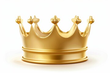Crown icon, king symbol, 3d realistic princess sign, queen, royal emblem, royalty, crown isolated