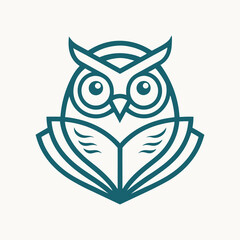 Owl book logo design line art vector icon line art illustration.
