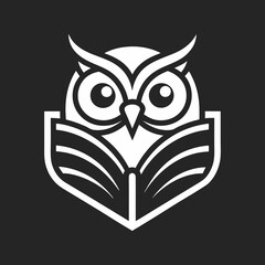 Owl book logo design line art vector icon line art illustration.