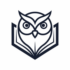 Owl book logo design line art vector icon line art illustration.