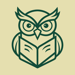 Owl book logo design line art vector icon line art illustration.