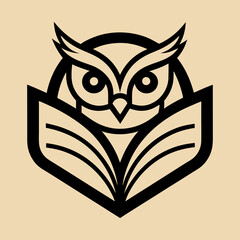 Owl book logo design line art vector icon line art illustration.