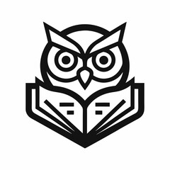 Owl book logo design line art vector icon line art illustration.