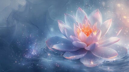 Cosmic Lotus with ethereal, otherworldly petals, set against a minimal, simple background, evoking the mysteries of the universe.