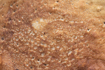 textured porous pancake, close-up, breakfast, delicious food