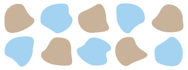 Organic colorful blob shapes. Abstract blotch shape. Random abstract liquid organic black irregular blotch shapes. Hand drawn form of pebbles, drops and stone collection.