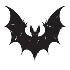 Scary halloween bat black silhouette isolated on white background