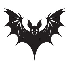 Scary halloween bat black silhouette isolated on white background