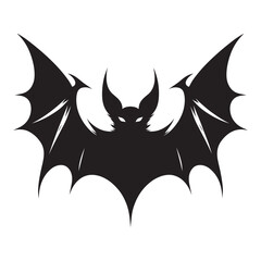 Scary halloween bat black silhouette isolated on white background
