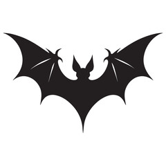 Scary halloween bat black silhouette isolated on white background