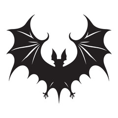 Scary halloween bat black silhouette isolated on white background