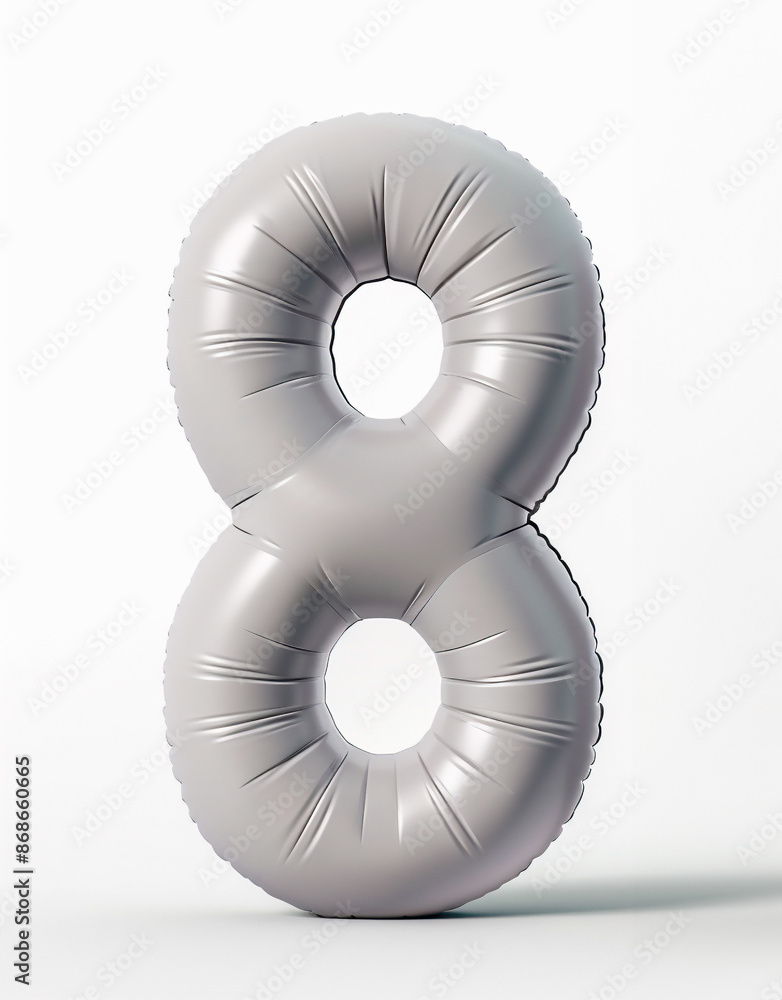 Fototapete ai generated photo with inflatable light gray color number 8. minimalistic balloon isolated on a whi