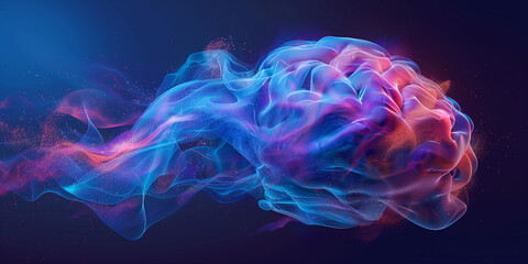 Obraz premium Illustration of a human brain with smoke coming out of various parts